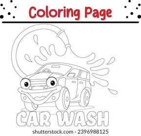 car washing coloring page. vehicle coloring book for children