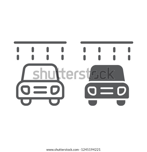 Car washing line and glyph icon, clean and service,
auto sign, vector graphics, a linear pattern on a white background,
eps 10.