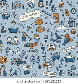Car washing, seamless pattern for your design. Vector illustration