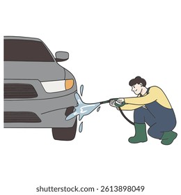 Car washing service art illustration vector 