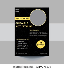 Car Washing Service Flyer, Poster Design Template