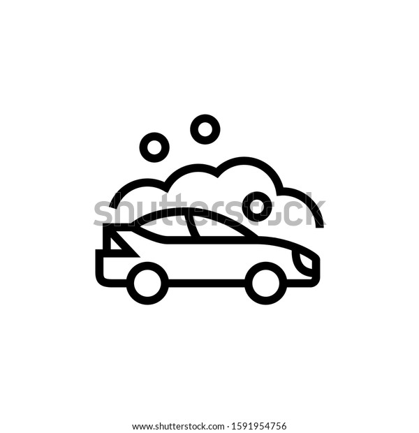 car washing service icon, car wash icon in\
outline style on white\
background