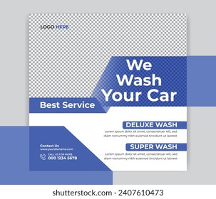 Car washing service post banner template vector