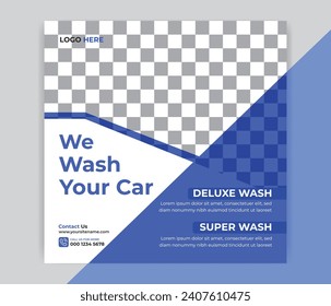 Car washing service post banner template vector