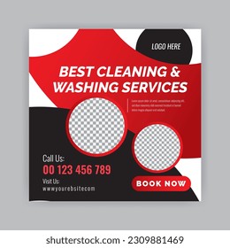 Car washing service social media post design, web banner, internet ads template. 