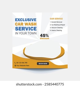 Car Washing Service Social Media Post banner design. Car Washing Social Media Post banner Template, car wash social media banner design template. Car Washing marketing post banner design.