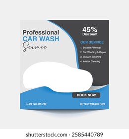 Car Washing Service Social Media Post banner design. Car Washing Social Media Post banner Template, car wash social media banner design template. Car Washing marketing post banner design.