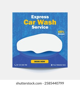 Car Washing Service Social Media Post banner design. Car Washing Social Media Post banner Template, car wash social media banner design template. Car Washing marketing post banner design.