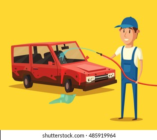 Car Washing Service Vector Cartoon Illustration Stock Vector (Royalty ...