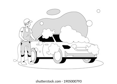 Car Washing Service Vector Illustration concept. Flat illustration isolated on white background.