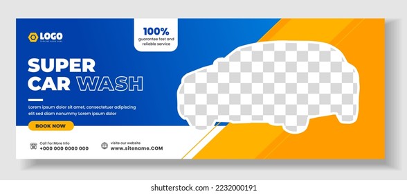 Car Washing social media cover banner design template. Car Wash social media Cover photo Template. car washing service web banner design template. car wash banner.