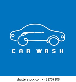 Car washing vector logo, emblem, sign. Design graphic element of car silhouette