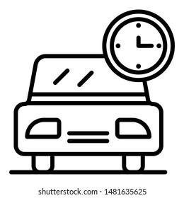 Car and watch icon. Outline car and watch vector icon for web design isolated on white background