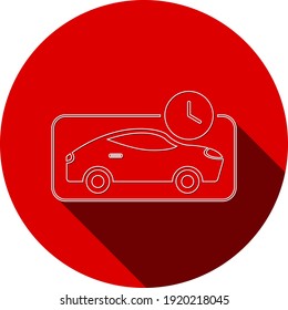 Coche con reloj, cronometraje del coche, icono de tiempo de alquiler. 