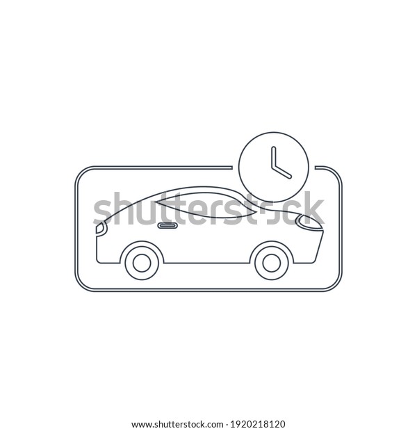 Car with watch,\
car timing, rent time icon.\
