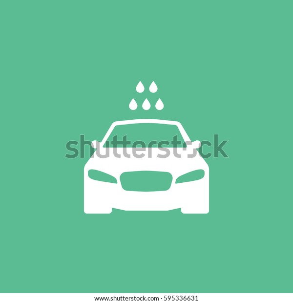 Car And\
Water Drops Flat Icon On Green\
Background