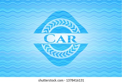 Car  water representation badge background.