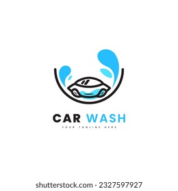 Car with water splashes, suitable for car wash logo purposes