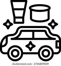 Car Waxing Line Icon and Vector