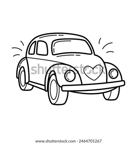 Car for a wedding procession. Simple linear hand drawn doodle illustration