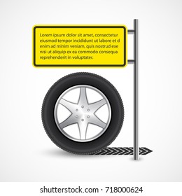 Car Wheel Banner Design Template. Vector illustration