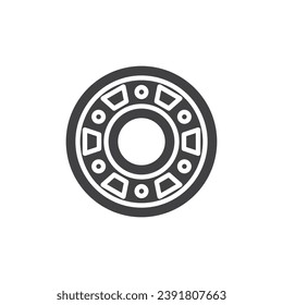 Icono vectorial del cojinete de ruedas del automóvil. signo plano relleno para concepto móvil y diseño web. Icono de glifo con cojinete de rueda. Símbolo, ilustración del logotipo. Gráficos vectoriales