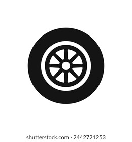 Car wheel black and white vector icon