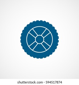 Car Wheel Blue Flat Icon On White Background