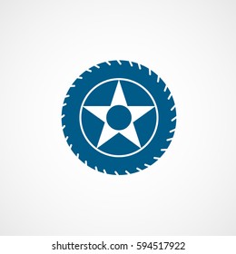 Car Wheel Blue Flat Icon On White Background
