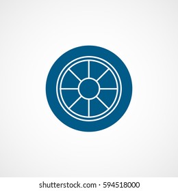 Car Wheel Blue Flat Icon On White Background
