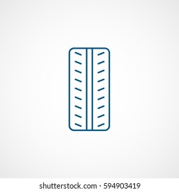 Car Wheel Blue Line Icon On White Background