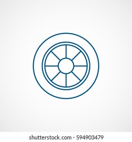 Car Wheel Blue Line Icon On White Background