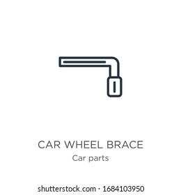 Car wheel brace icon. Thin linear car wheel brace outline icon isolated on white background from car parts collection. Line vector sign, symbol for web and mobile