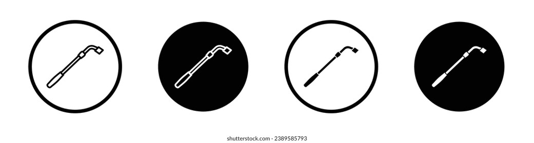 Car wheel brace vector icon set. Car tyre change metal tool icon in black and white color.