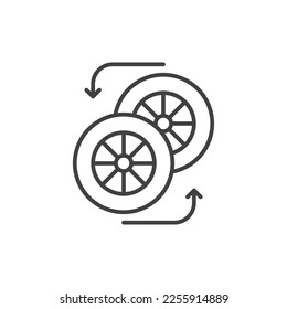 Car wheel changing vector icon. line sign for mobile concept and web design. Wheel tire service