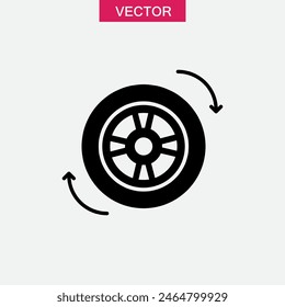 Icono del Vector del cambio de la rueda del coche. Ilustración simple plana del Vector para el Web y el App sobre fondo blanco...