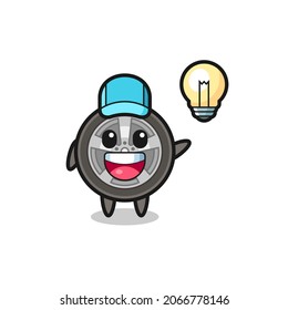 car wheel character cartoon getting the idea , cute style design for t shirt, sticker, logo element