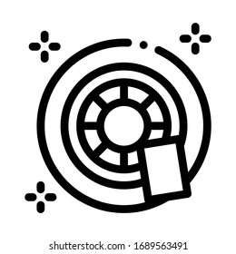 Vector de icono de limpieza de la rueda de camión. Signo de limpieza de las ruedas de camión. ilustración de símbolo de contorno aislado