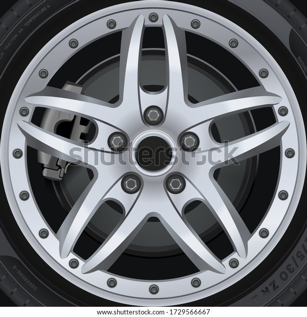  Car wheel close-up for advertising.\
Black tire, equipment for changing cars. Car tires isolated. Wheel\
car, Car tire, Aluminum wheels\
isolated.