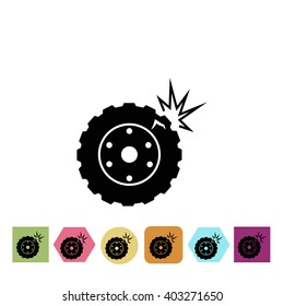 Car wheel crash icon
