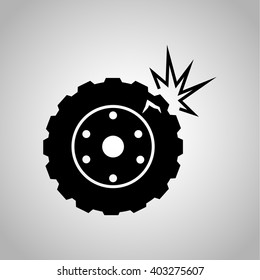 Car wheel crash icon