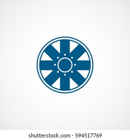 Car Wheel Disc Blue Flat Icon On White Background