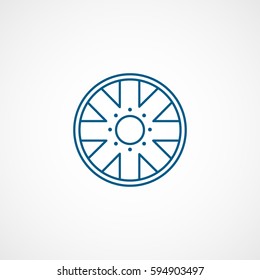 Car Wheel Disc Blue Line Icon On White Background