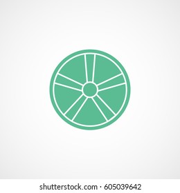Car Wheel Disc Green Flat Icon On White Background