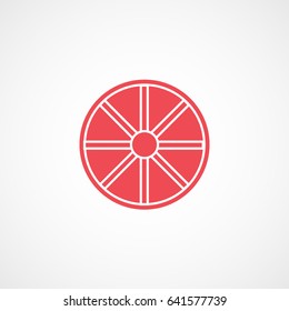 Car Wheel Disc Red Flat Icon On White Background