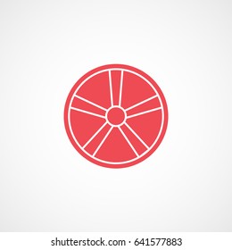 Car Wheel Disc Red Flat Icon On White Background