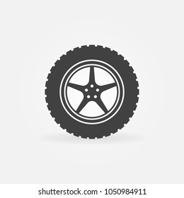 Car wheel with disc vector concept icon or symbol