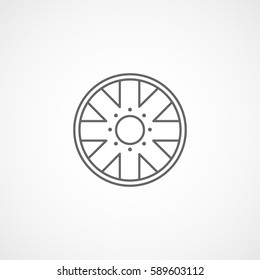 Car Wheel Disk Line Icon On White Background