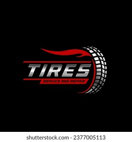 Car wheel in fire flame. Vector logo design template.