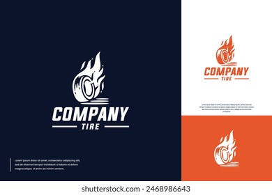 car wheel with flames, car repair service, logo design element.